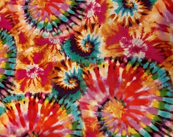 Rainbow Tie Dye Cotton Fabric, Fat Quarter, By the Yard rainbow fabric, Swirls fabric