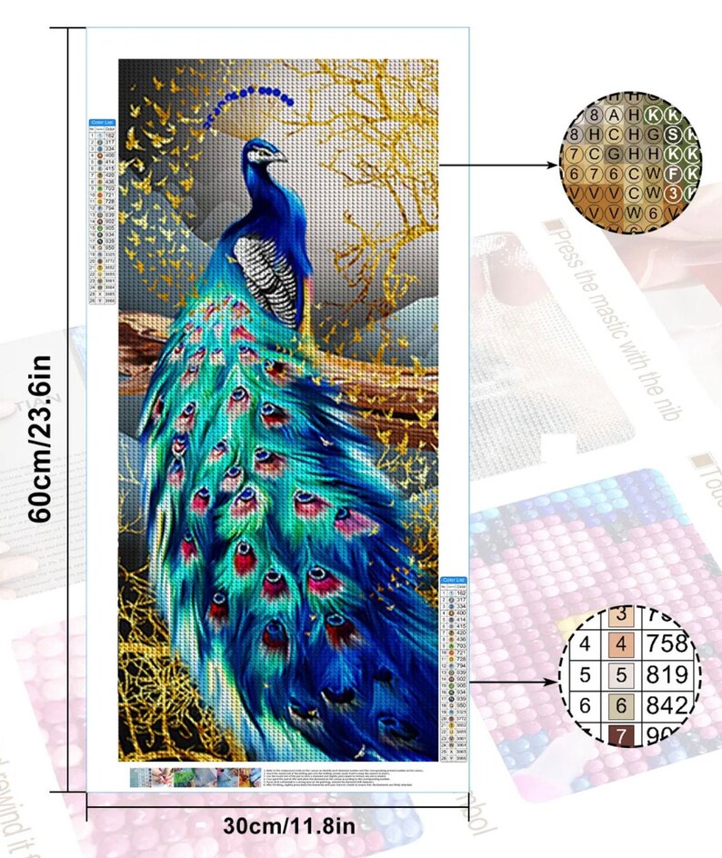 Peacock Diamond Art Kit Bird Diamond Painting Kit Peacock Etsy