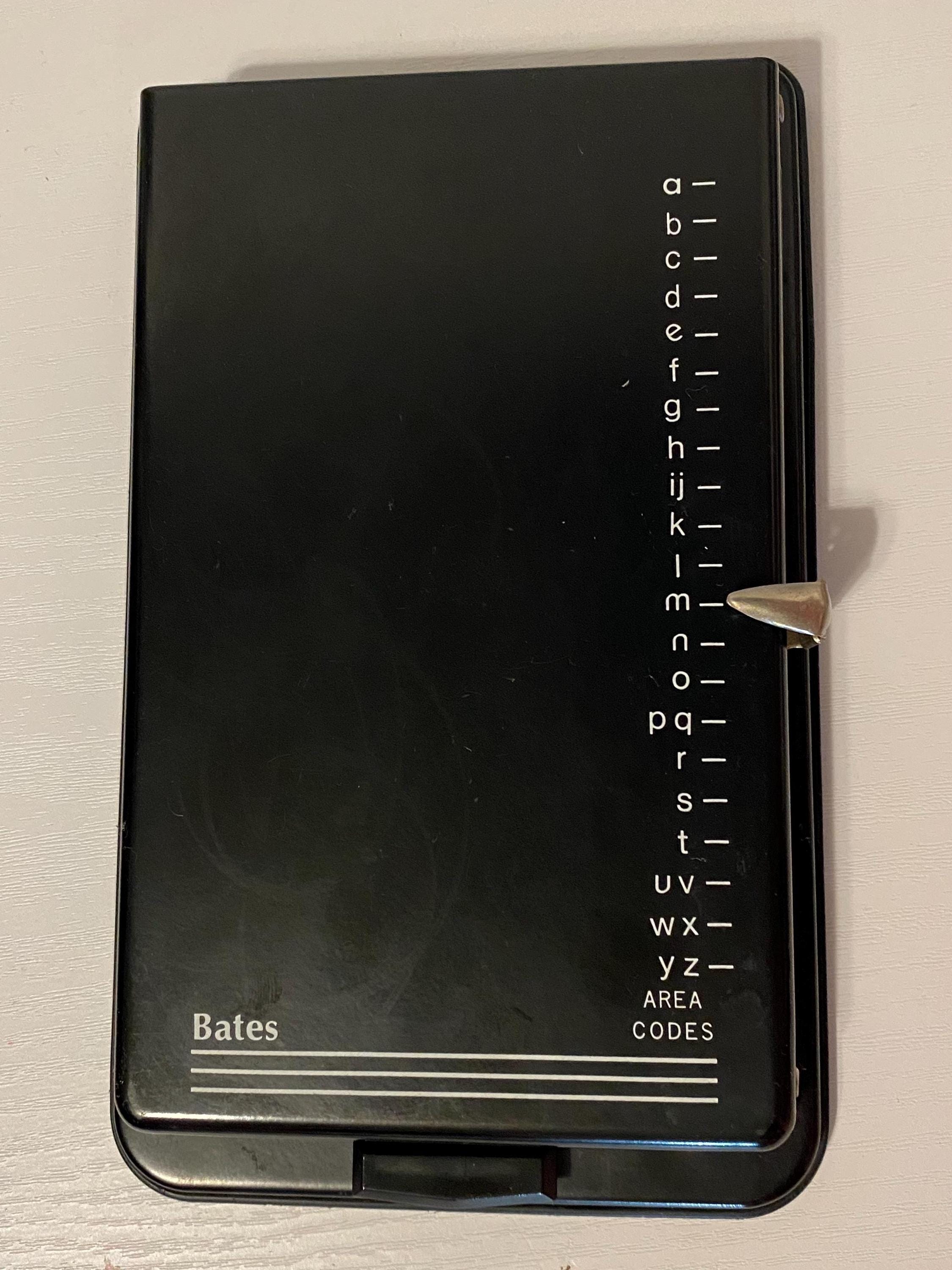 Vintage Bates Pop Up List Finder, Address Book, Phone Book, Metal Rolodex, Gift Idea, Item only has 3 pages inside