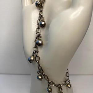 Sterling Silver Anklet, Stamped 925 Mex, Vintage Jewelry, Tiny Bells, Large Bracelet, Gifts for her