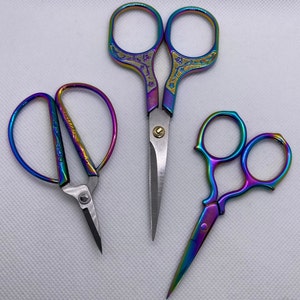 Various Scissors, *Your Choice*  Gold Tone, Rainbow Scissors, Stainless Steel Small Craft Scissors, DIY Tools, Shears for Embroidery