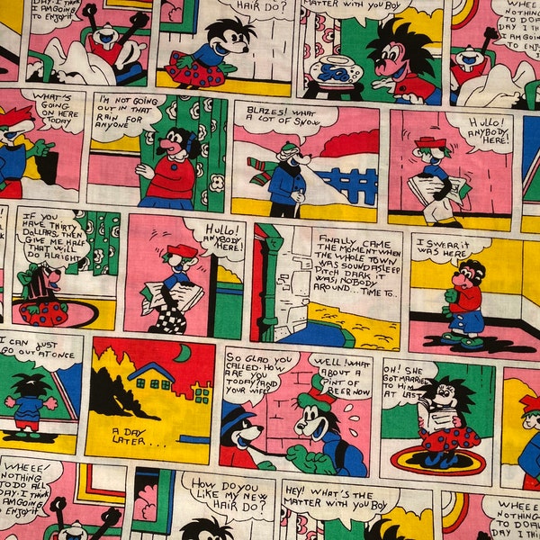 Comic Strip Cotton Fabric, FQ, By the Yard, Comic fabric, quilting fabric, Vintage Fabric,