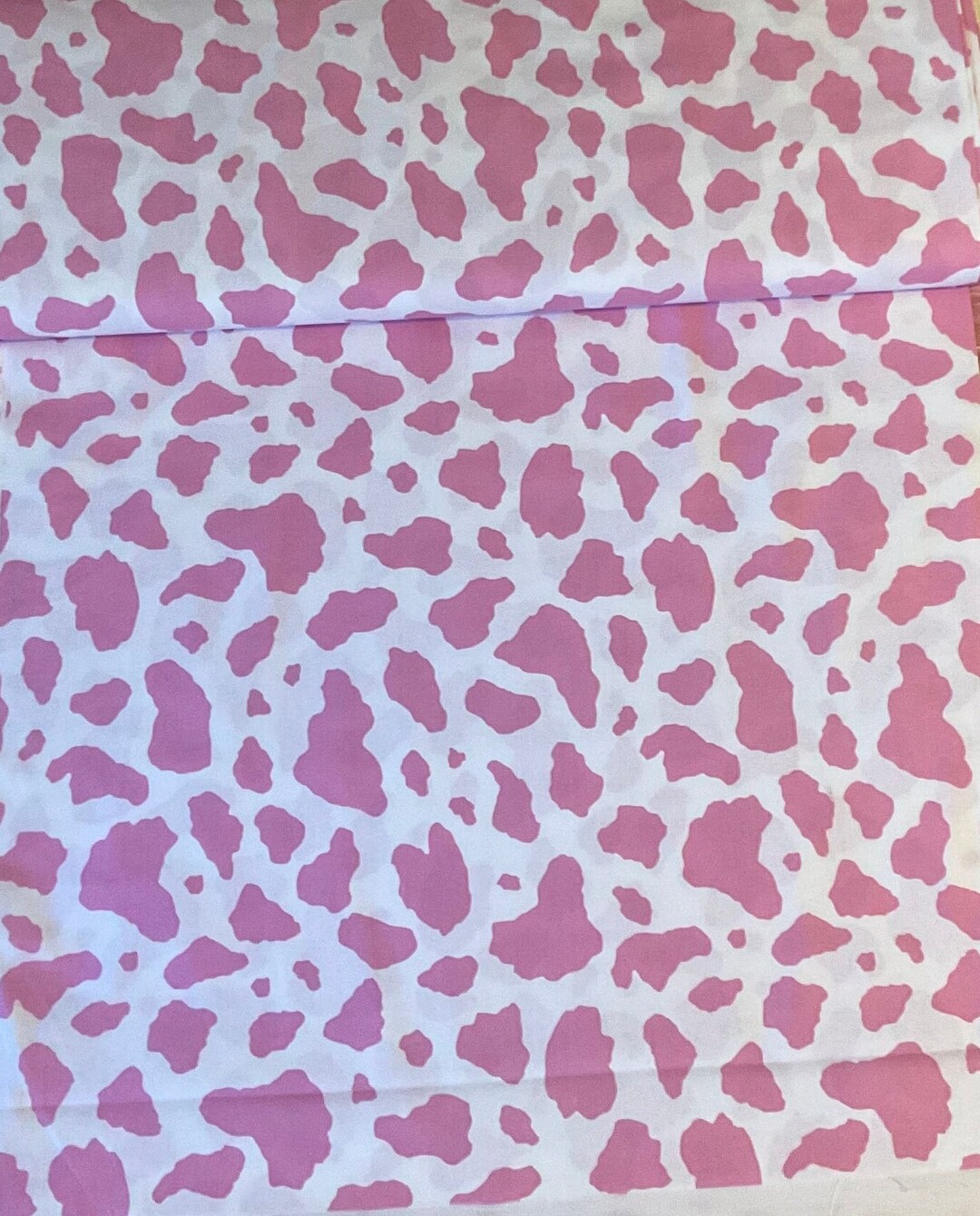 Pink cow print fabric white black cotton fabric fat quarter or by