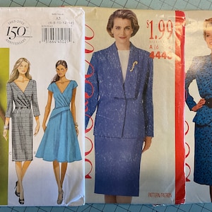 May include: Sewing patterns featuring women's fashion designs. The patterns include dresses and skirt suits. The Butterick pattern B5918 is shown, along with two other patterns. The patterns are in various sizes.