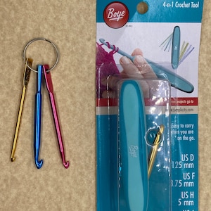 Travel Crochet Hooks, Crochet Key Ring, Boye 4-n-1 Crochet Tool, Boye Crochet Hook, *Your Choice* Colors May Vary