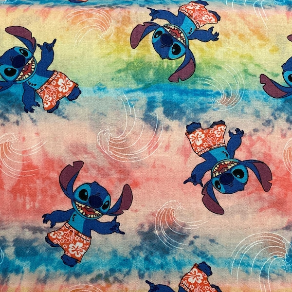 Disney Fabric, Lilo & Stitch fabric, Cotton Fabric, Fat Quarter, By the Yard, tie dye fabric, Stitch Fabric, quilting fabric