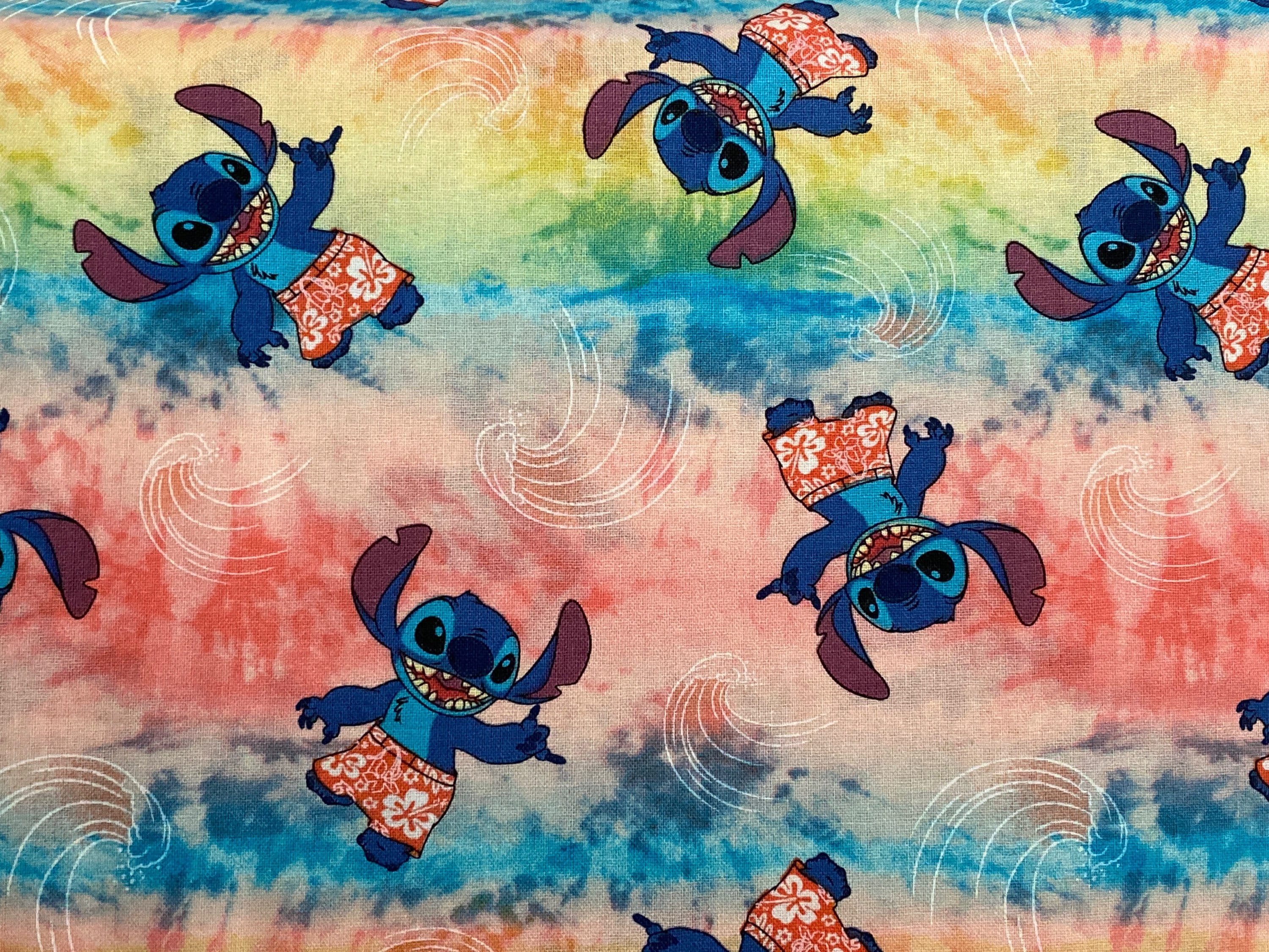 Disney Fabric Lilo Stitch fabric Cotton Fabric Fat Quarter By the Yard tie dye fabric Stitch Fabric quilting fabric