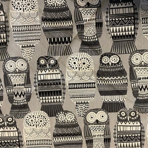Owl Duck Fabric, Hoot N Holler Duck Cotton Fabric, Gray fabric, duck fabric, Birds fabric