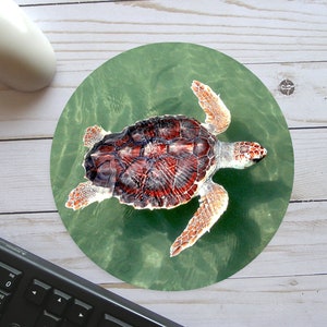 Sea Turtle Mouse Pad Desk Accessories Gift For Turtle Lover,Turtle Shell Mousepad Animal Lover Gift,Round Mouse Pad Sea Turtle Gifts Ideas