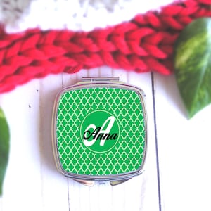 Personalisierter Kompaktspiegel personalisiert mit Namen und Initialen,Silber Taschenspiegel Geschenkidee für Freundin,Frau,Tante,Mama,Schwester