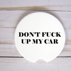Funny Car Coasters Set Of 2,Personalized Coaster Car Accessories,Absorbent Sandstone Vehicle Coasters,Custom Car Coaster,Rude Gifts,Sarcasm