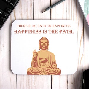 Benutzerdefinierte Maus Pad mit Buddha Statue und Buddha Zitate, personalisierte Maus Pads mit Zen positive Zitate, Achtsamkeit spirituelle Meditation Geschenk