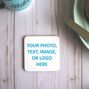 Posavasos de pizarra cuadrada personalizados con la espalda de corcho, posavasos personalizados con su cita del logotipo de la foto, la montaña rusa personalizada por debajo de 10 dólares