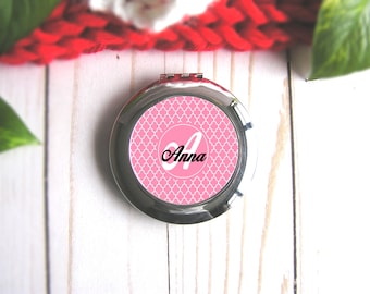 Personalized Name Compact Mirror Customized With Initials,Custom Makeup Photo Mirror,Small Pocket Mirror For Cosmetic Bag,Add Any Color