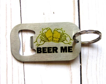 Personalized Key Chain Bottle Openers,Custom Bottle Opener Keychain Gifts,Unique Beer Gifts For Beer Lover,Housewarming Gift For Home Bar