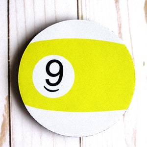Soft Nine Ball Coasters With Black Rubber Bottom,Customized Pool Ball Coasters,Billiard Gifts For Pool Players,9 Ball Custom Coasters Gift