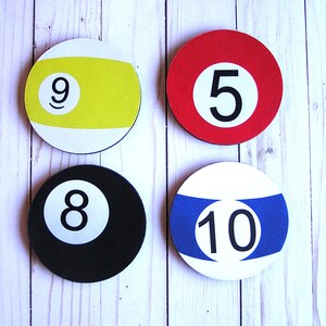 Stone Personalized Pool Ball Coasters Set With Cork Bottom,Sandstone Coasters,Billiard Balls,Billiards Pool Player Gifts For Snooker Players