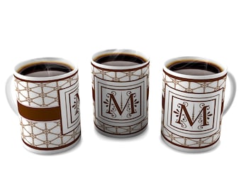 Personalized Initial Coffee Mug: Custom Monogrammed Ceramic Cup