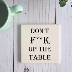 Grappige ongepaste aangepaste onderzetters Cuss Word, gepersonaliseerde achtbaan grappige geschenken onder 15 dollar, grappige stenen onderzetters, aanstootgevende sarcasme geschenken