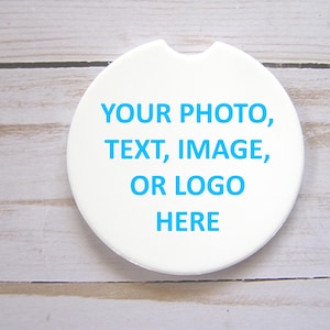 Projete seu próprio conjunto de 2 porta-copos de carro personalizados, porta-copos de arenito pequeno, porta-copos redondo com sua foto, porta-copos
