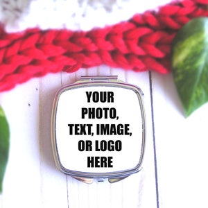 Custom Compact Mirror,Personalized Gift For Her Under 15 Dollars,Silver Make Up Mirror,Customized Pocket Mirror,Girlfriend Anniversary Gifts