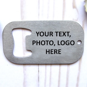 Créez votre propre décapsuleur plat avec porte-clés personnalisé avec le logo de votre entreprise, texte de devis photo ici, décapsuleur portefeuille personnalisé