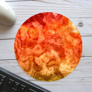 Runde gelb und Orange Marmor Maus Pad, Büro Schreibtisch Zubehör Mousepad, Feuer Marmor Maus Matte Bürobedarf, kleine Business Office Geschenke