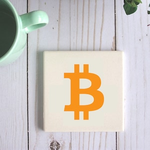 Square Bitcoin Crypto Currency Sandstone Coaster Housewarming Gift,Cryptocurrency Blockchain Crypto Gift For Computer Nerd And Geeky Friend