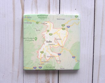 Square Stone Map Personalizado Coaster, sandstone único Custom Map Coasters con fondo de corcho, personalizado travel Buddy regalo para amigos de viaje