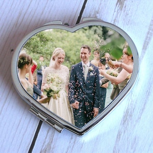 Personalized Heart Compact Mirror Customized With Photo Or Text,Custom Purse Mirror Gift Ideas For Girlfriend Or Wife,Pocket Mirrors For Her