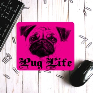 Square Mousepads Dog Lover Gift,Pug Life Custom Mouse Pad For Dog Mom Dog Dad,Customized Black Pug Dog Gifts Under 15 Dollars,Unique Gifts