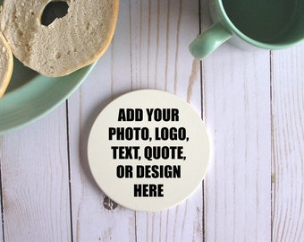 Personalized Sandstone Coasters With Cork Bottom,Circle Custom Logo Coasters For Corporate Company,Round Customized Absorbent Stone Coasters