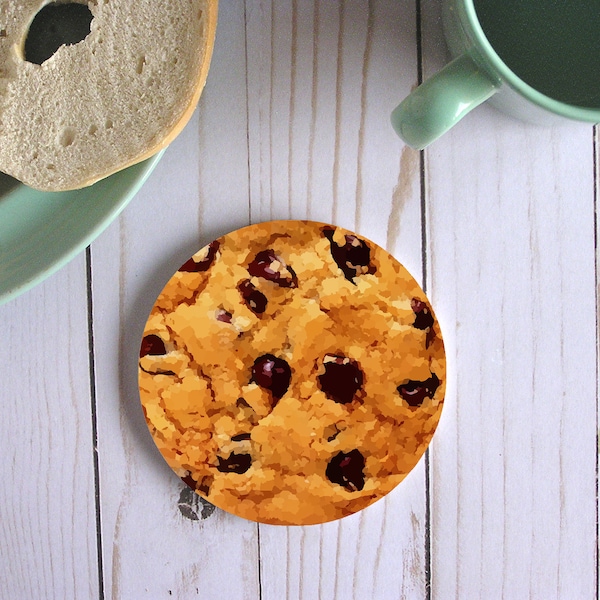 Chocolate Chip Cookie Stone Coasters,Round Cookie Coaster Gift For Baker,Funny Coasters Baking Gifts Under 15 Dollars,Sandstone Coasters