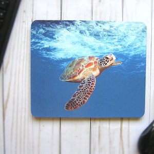 Sea Turtle Mouse Pad,Square Sea Turtle Gifts For Turtle Lover,Desk Accessories,Turtle Neoprene Mouse Pads,Unique Sea Creatures Office Gifts