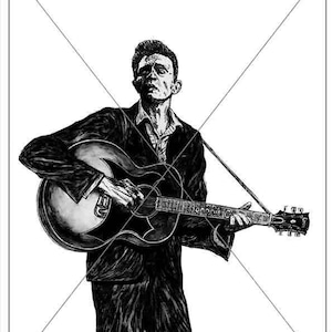 Johnny Cash Original Ink Drawing Print