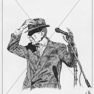 Leonard Cohen Original Ink Drawing Print