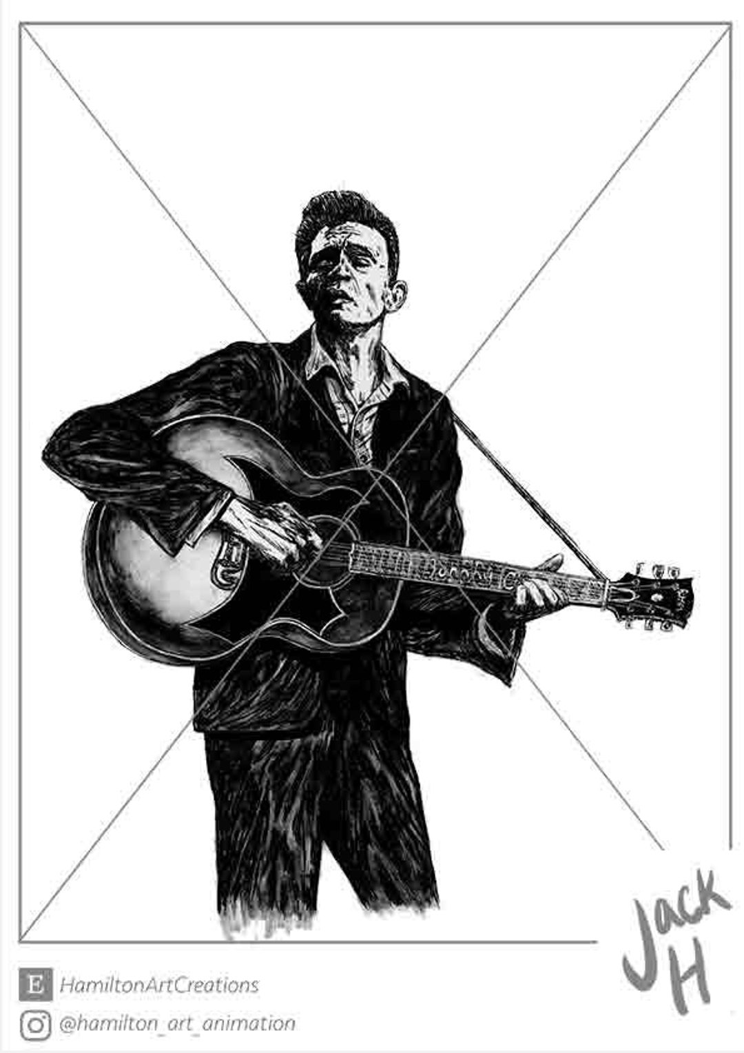 Johnny Cash Original Ink Drawing Print - Etsy
