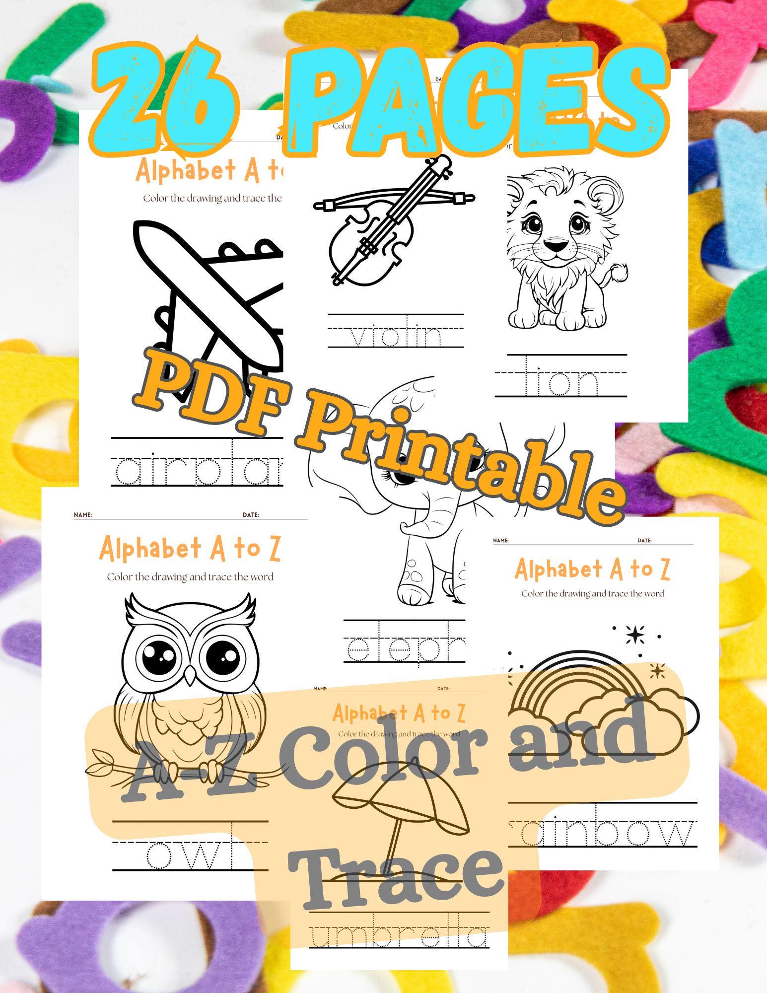 ABC Coloring & Tracing Worksheets: Kids Alphabet Learning (printable ...