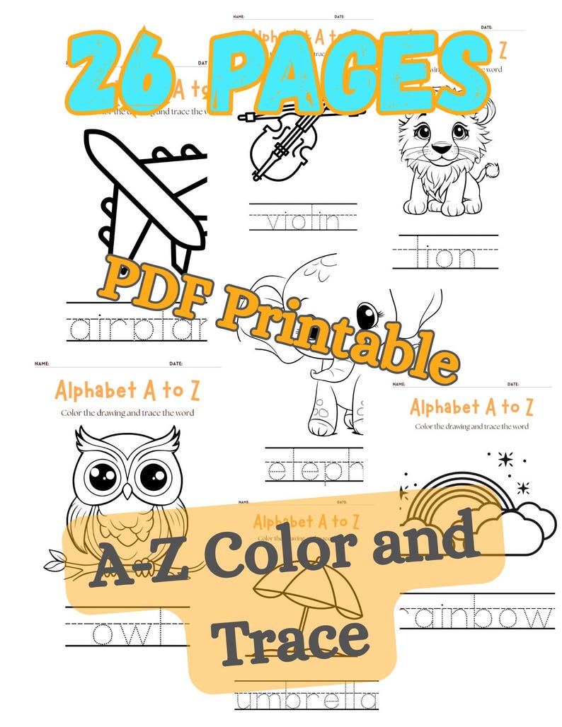 ABC Coloring & Tracing Worksheets: Kids Alphabet Learning (printable ...