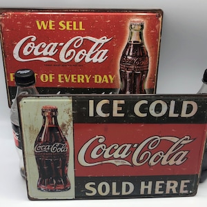 Coca-Cola 3D Nostalgic 12" x 8" Weathered Antique Look Signs