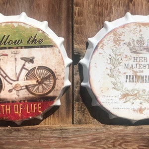 Placas de lata para tampas de garrafa - Réplica retrô vintage