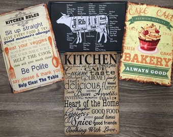 Kitchen Tin Signs Vintage Retro Look