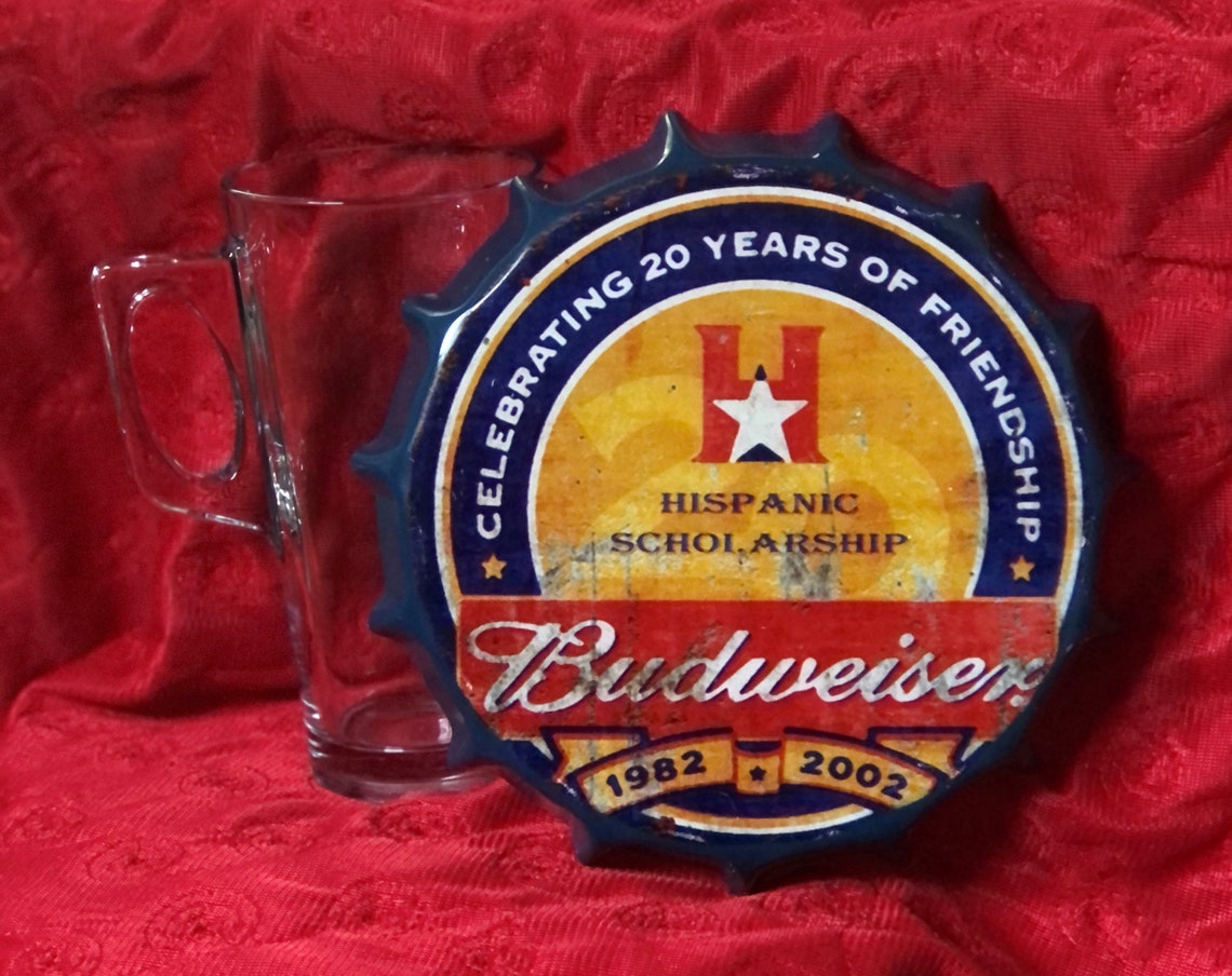 Budweiser Bottle Cap Nostalgia Rustic Tin Sign Replica Etsy