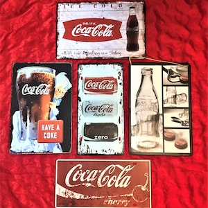 Coca-Cola Assorted Nostalgic 12" x 8" Weathered Antique Look Signs