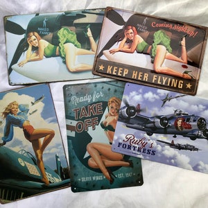 World War II and the 1950s Pinups 12&quot; x 8&quot; Tin Signs