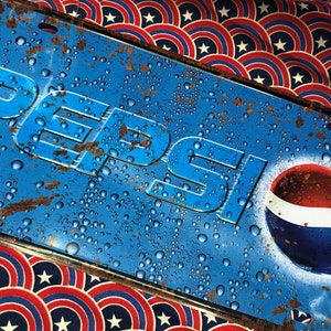 Pepsi Cola Great Vibrant 3D Nostalgic Weathered Vintage Look Sign Repro