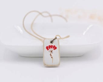 Hand painted ceramic flower pendant