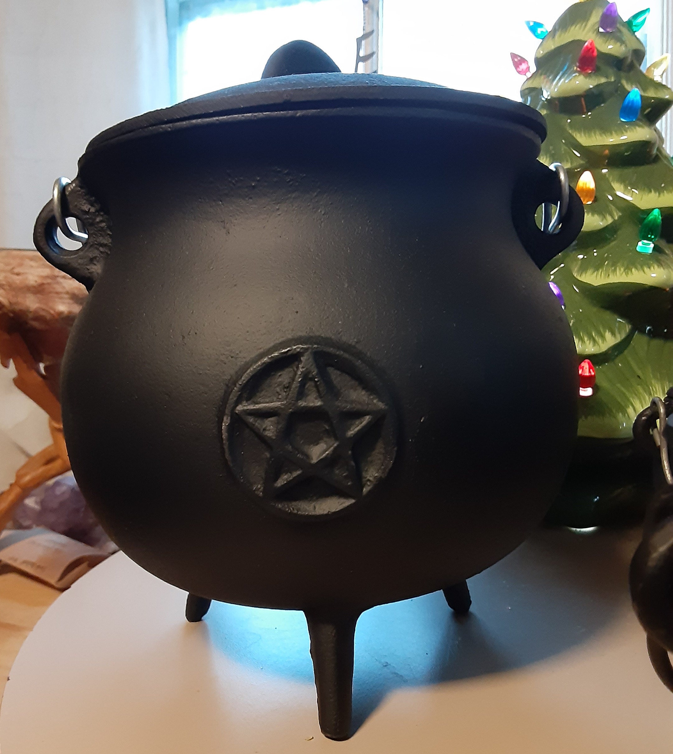 Black Cast Iron Witches Cauldrons Pentacle Witches Cauldron Etsy Canada