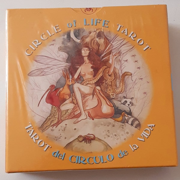 FIRST EDITION Circle of Life Tarot: Rare! Round deck with watercolor faerie art & yellow mandala card backs, Unopened, Never Used