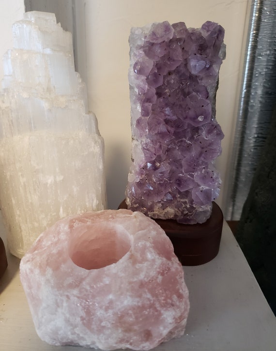 amethyst cluster table lamp